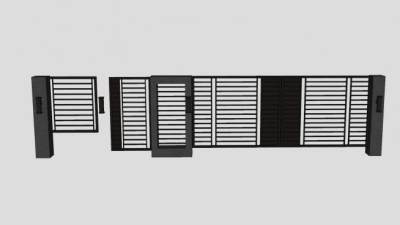 现代围栏滑动门SU模型下载_sketchup草图大师SKP模型