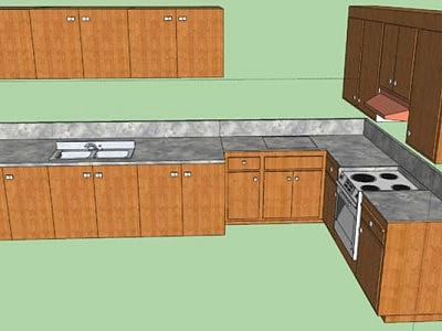 家居封闭L<em>型厨房</em>SU模型下载_sketchup草图大师SKP模型