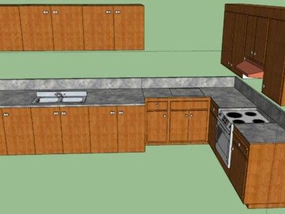 家居封闭L型厨房SU模型下载_sketchup草图大师SKP模型