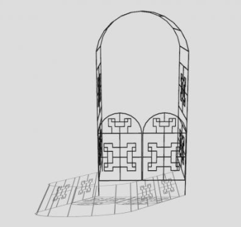 金属拱形大门SU模型下载_sketchup草图大师SKP模型