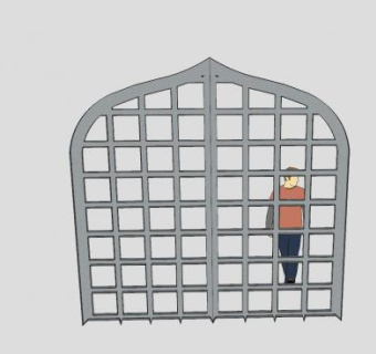 铁制格子吊闸门SU模型下载_sketchup草图大师SKP模型