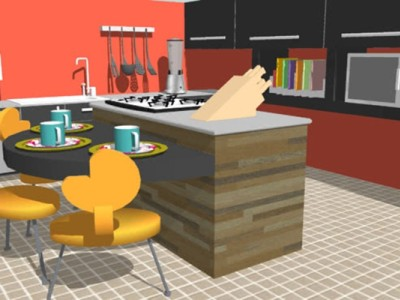 家居封闭岛型厨房SU模型下载_sketchup草图大师SKP模型