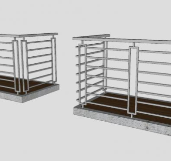 双阳台栏杆SU模型下载_sketchup草图大师SKP模型