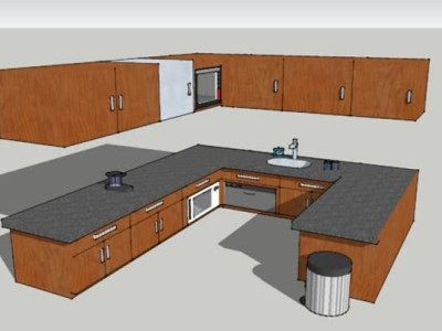 家居封闭U型厨房SU模型下载_sketchup草图大师SKP模型