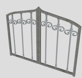 平开金属大门SU模型下载_sketchup草图大师SKP模型