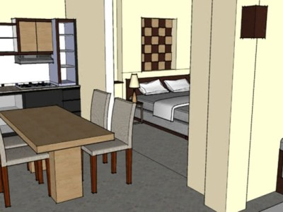 家居开放式客餐厅SU模型下载_sketchup草图大师SKP模型