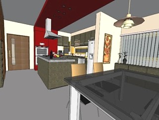 家居开放厨房构图SU模型下载_sketchup草图大师SKP模型