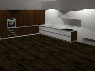 L型室内装修家居开放厨房SU模型下载_sketchup草图大师SKP模型