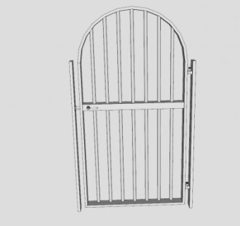拱形珊栏铁制大门SU模型下载_sketchup草图大师SKP模型