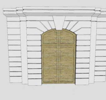 别墅区围墙木制门SU模型下载_sketchup草图大师SKP模型
