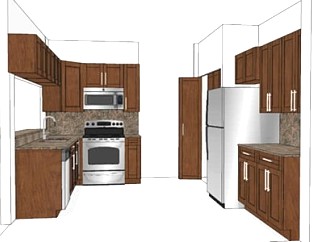 室内现代装修家居开放厨房SU模型下载_sketchup草图大师SKP模型
