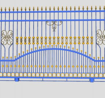欧式铁艺门滑动门SU模型下载_sketchup草图大师SKP模型