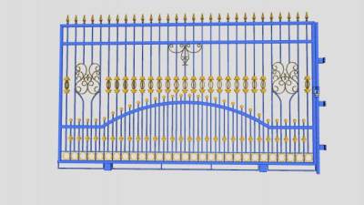 欧式铁艺门滑动门SU模型下载_sketchup草图大师SKP模型
