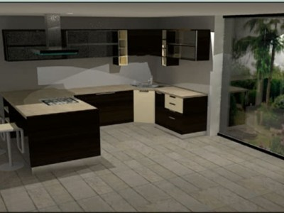 田园风格开放厨房SU模型下载_sketchup草图大师SKP模型