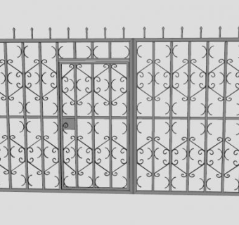 车库大门铁艺门SU模型下载_sketchup草图大师SKP模型