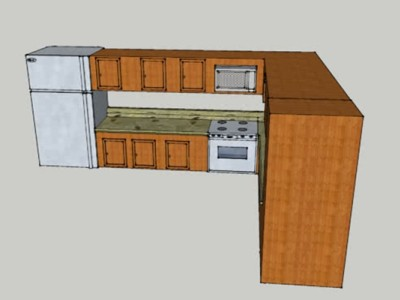 现代风格转角厨房SU模型下载_sketchup草图大师SKP模型
