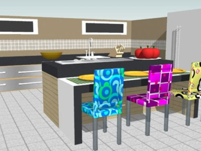 现代朴素家居开放厨房SU模型下载_sketchup草图大师SKP模型