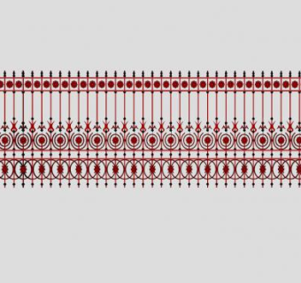 红色雕花铁艺门SU模型下载_sketchup草图大师SKP模型