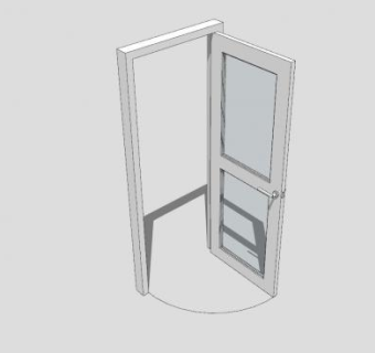 开着的塑钢玻璃门SU模型下载_sketchup草图大师SKP模型