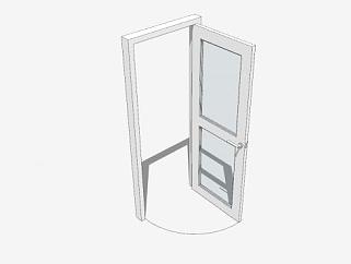开着的塑钢玻璃门SU模型下载_sketchup草图大师SKP模型