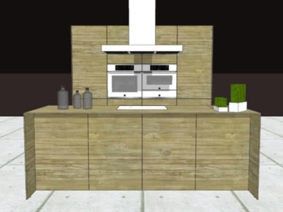 自然风格家居封闭厨房SU模型下载_sketchup草图大师SKP模型