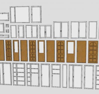 室内门和塑料门窗合集SU模型下载_sketchup草图大师SKP模型