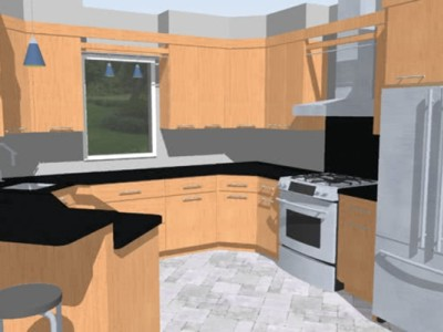 转角橱柜家居开放厨房SU模型下载_sketchup草图大师SKP模型
