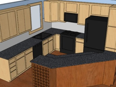 家居岛型橱柜开放厨房SU模型下载_sketchup草图大师SKP模型