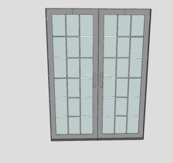 法式双开塑钢大门SU模型下载_sketchup草图大师SKP模型