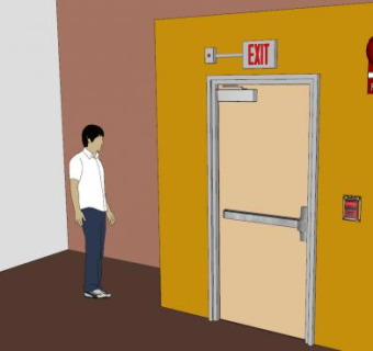 商用感应逃生门SU模型下载_sketchup草图大师SKP模型