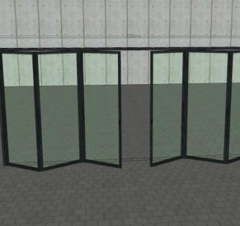 6面板不锈钢折叠玻璃门SU模型下载_sketchup草图大师SKP模型