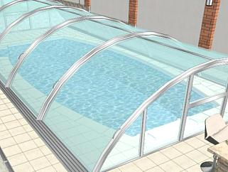 游泳池的露天玻璃窗SU模型下载_sketchup草图大师SKP模型