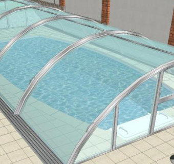 游泳池的露天玻璃窗SU模型下载_sketchup草图大师SKP模型