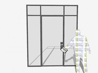 不锈钢玻璃平开门SU模型下载_sketchup草图大师SKP模型