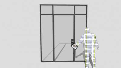 不锈钢玻璃平开门SU模型下载_sketchup草图大师SKP模型