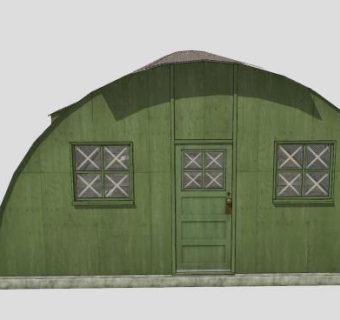 营房建筑的田字窗SU模型下载_sketchup草图大师SKP模型