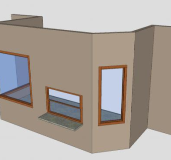 3种规格的木框玻璃窗SU模型下载_sketchup草图大师SKP模型