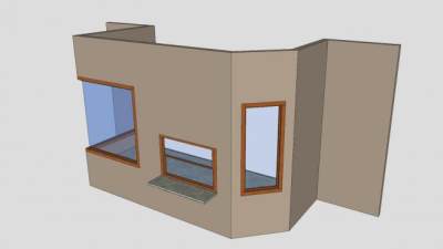 3种规格的木框玻璃窗SU模型下载_sketchup草图大师SKP模型