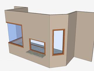 3种规格的木框玻璃窗SU模型下载_sketchup草图大师SKP模型