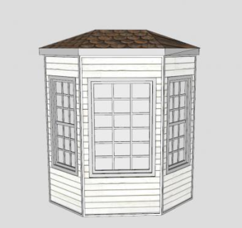 欧式凸墙面玻璃窗SU模型下载_sketchup草图大师SKP模型