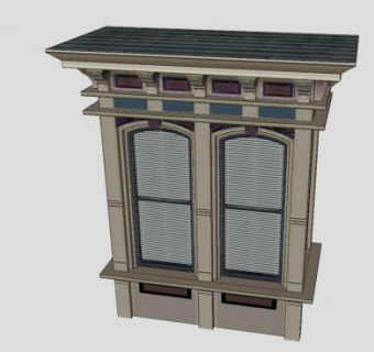 欧式建筑玻璃窗和百叶帘SU模型下载_sketchup草图大师SKP模型