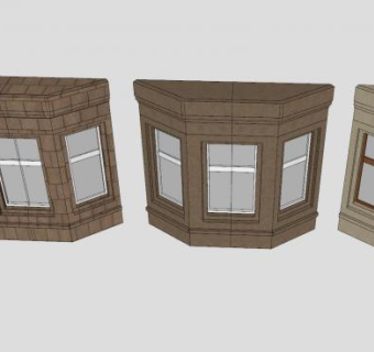 欧式建筑砖石凸窗SU模型下载_sketchup草图大师SKP模型
