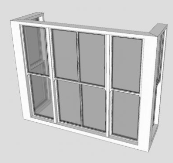 上下推拉窗户凸窗SU模型下载_sketchup草图大师SKP模型