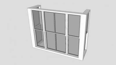 上下推拉窗户凸窗SU模型下载_sketchup草图大师SKP模型