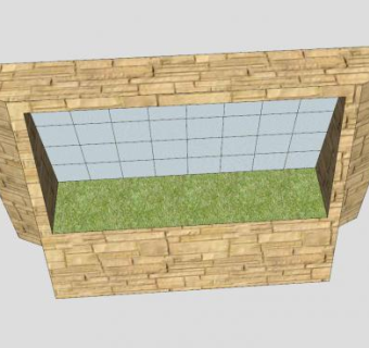 砖石阳台玻璃窗户SU模型下载_sketchup草图大师SKP模型