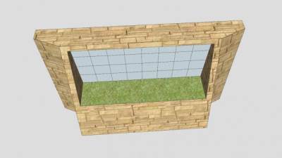 砖石阳台玻璃窗户SU模型下载_sketchup草图大师SKP模型