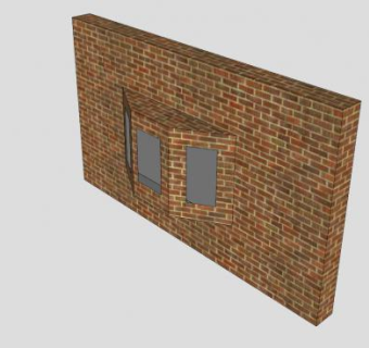红砖凸墙玻璃窗SU模型下载_sketchup草图大师SKP模型