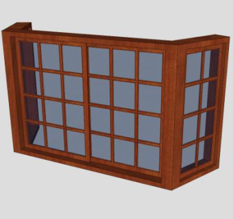 木制推拉型飘窗SU模型下载_sketchup草图大师SKP模型