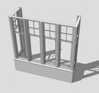现代风格庭院凸窗SU模型下载_sketchup草图大师SKP模型