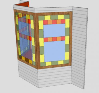 现代建筑彩色玻璃凸窗SU模型下载_sketchup草图大师SKP模型